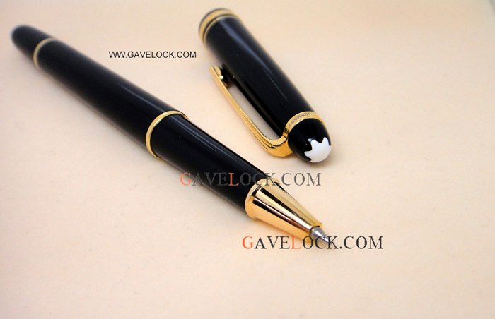 Copy Montblanc Meisterstuck Classique Black&Gold Rollerball Pen Slim